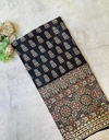 Ajrakh Handblock Printed Mashru Silk Fabric 4215