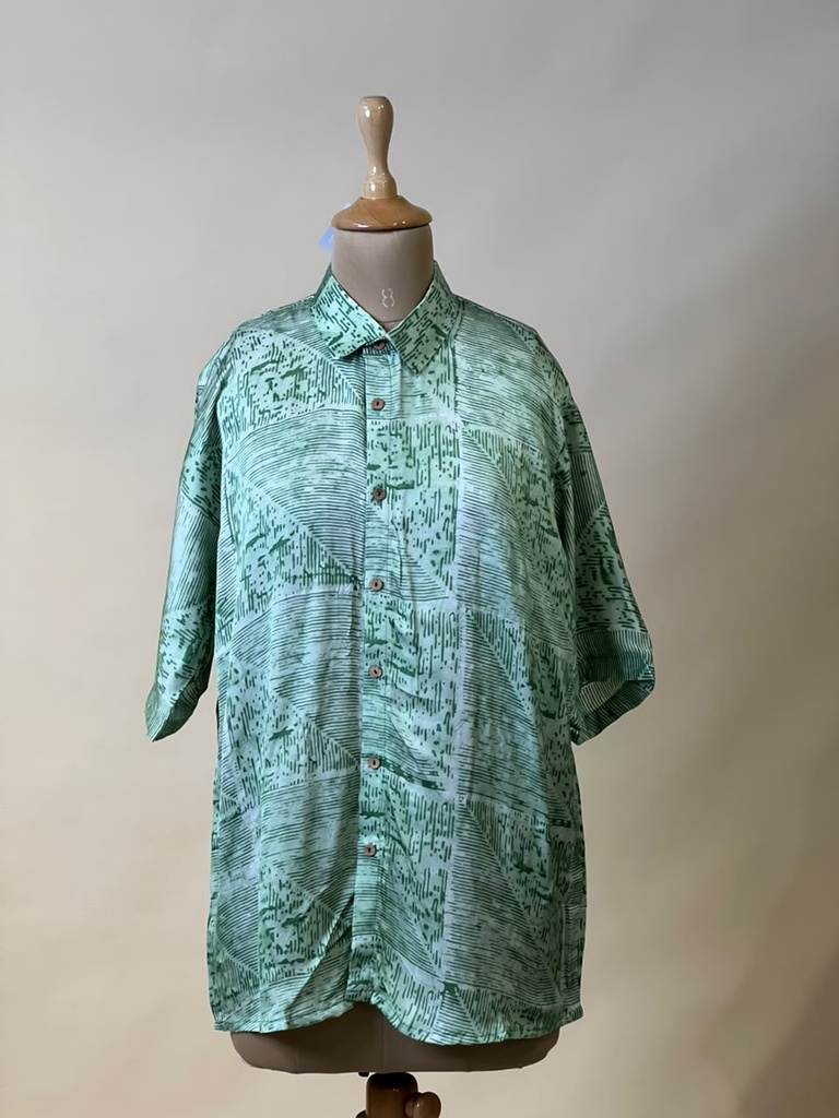 Batik Printed Modal Mens Shirt 5049 GREEN 1