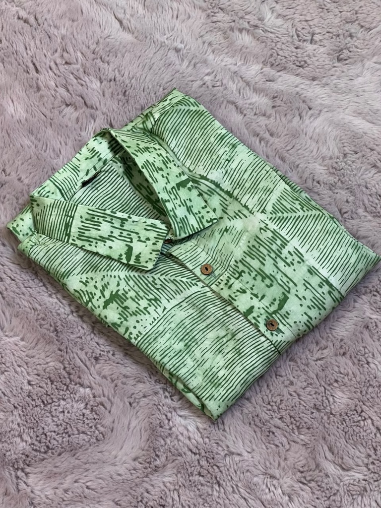 Batik Printed Modal Mens Shirt 5049 GREEN 1