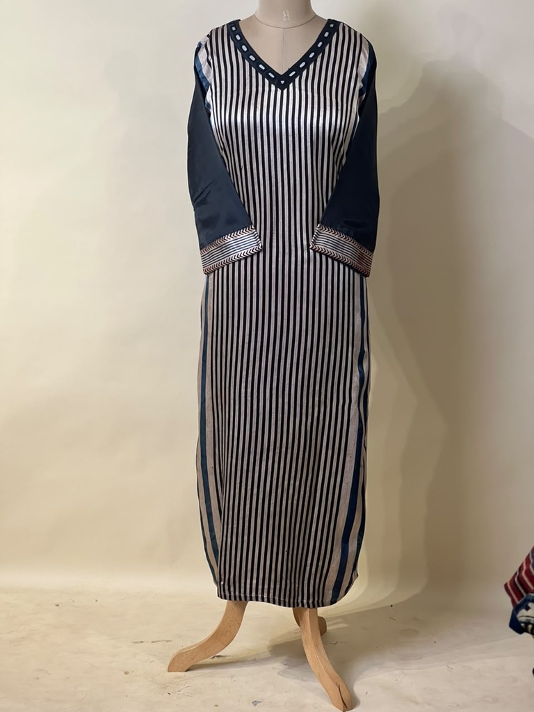 Ajrakh Mashru Silk Kurti 5053 BLACK