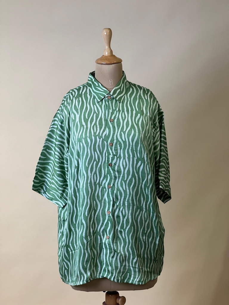 Batik Printed Modal Mens Shirt 5049 GREEN 2