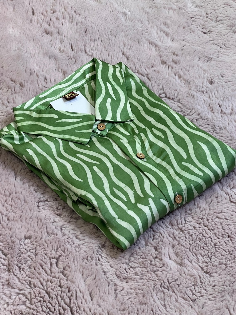 Batik Printed Modal Mens Shirt 5049 GREEN 2