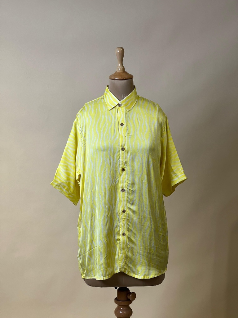 Batik Printed Modal Mens Shirt 5049 YELLOW