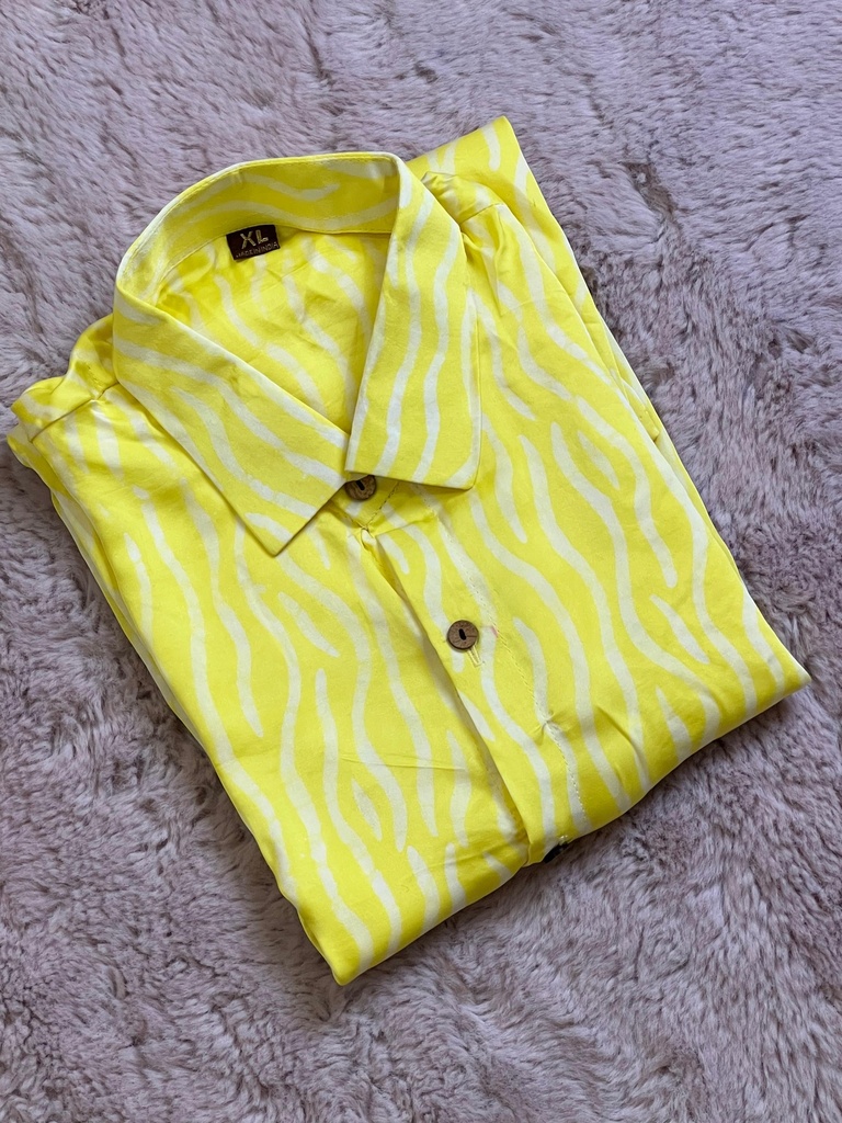 Batik Printed Modal Mens Shirt 5049 YELLOW