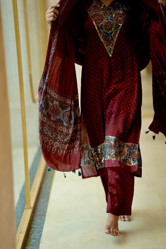 Designer Ajrakh Modal Kurti Sets 5030 