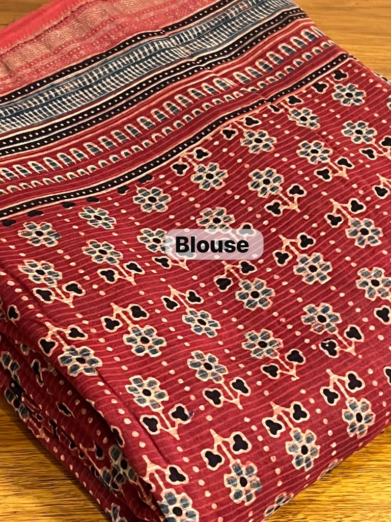 Ajrakh Maheshwari Silk Sarees 5028