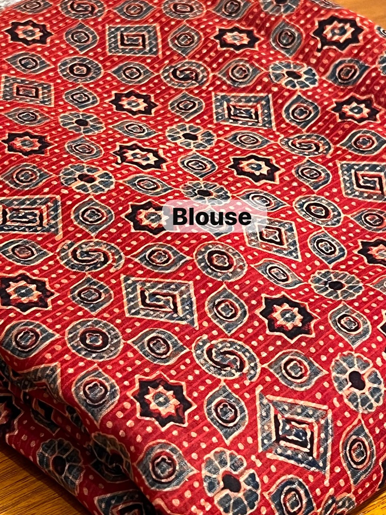 Ajrakh Maheshwari Silk Sarees 5028