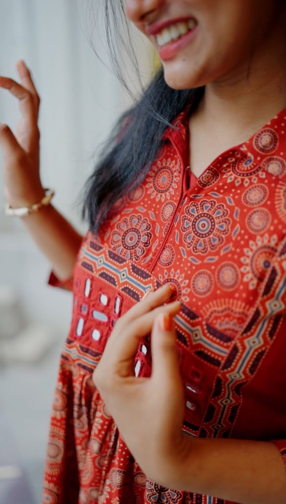 Ajrakh Cotton Kurti 5029 RED