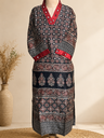 Ajrakh Mashru Silk Kurti 5053 BLACK