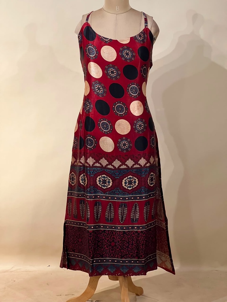 Ajrakh Mashru Silk Kurtis 5016 RED 2