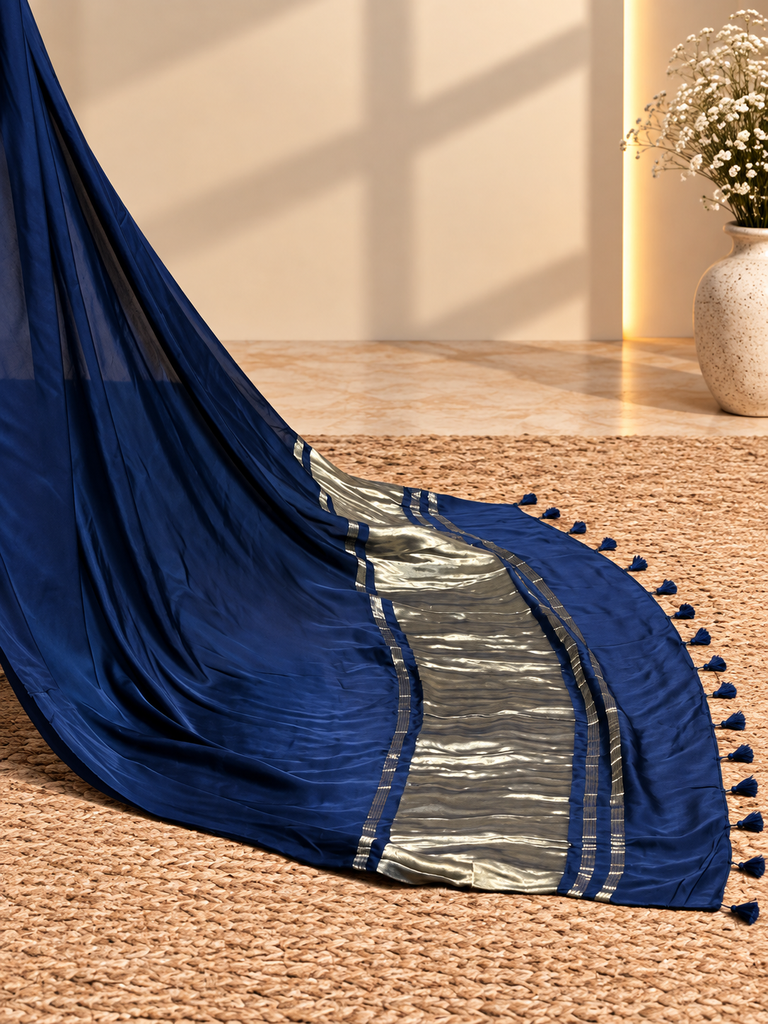 Premium Plain Modal Sarees 5020 BLUE