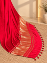 Premium Plain Modal Sarees 5020 RED