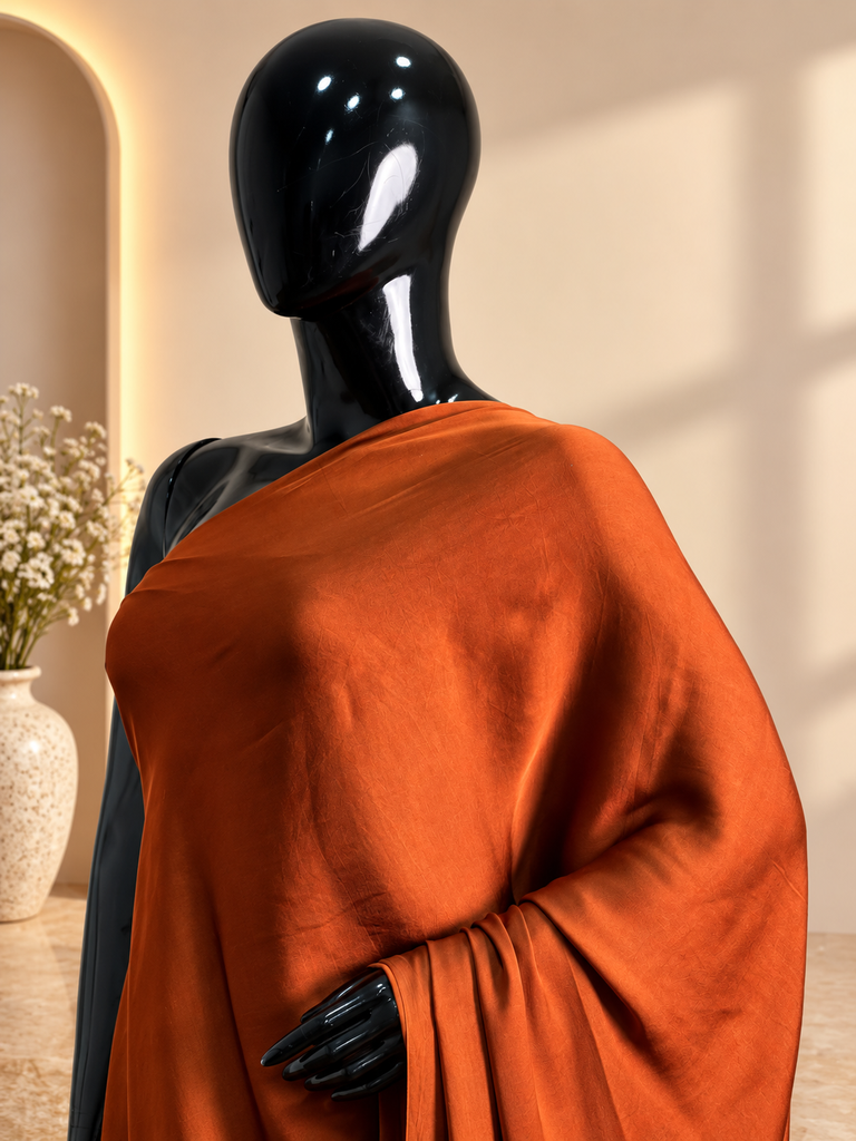 Premium Plain Modal Sarees 5020 RUST ORANGE