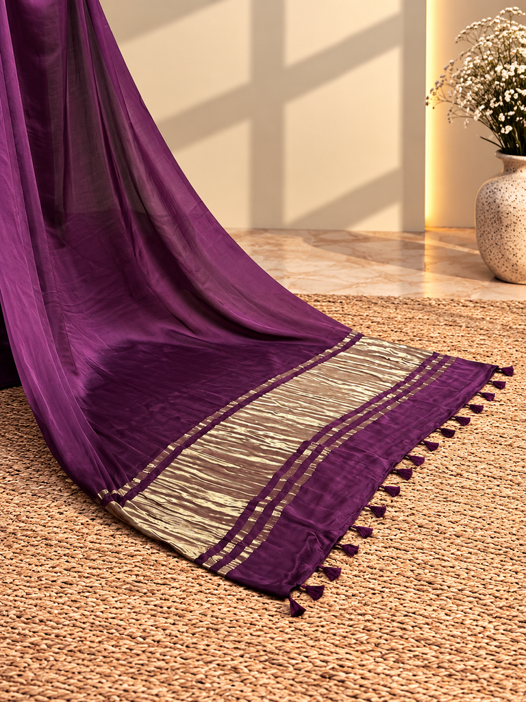 Premium Plain Modal Sarees 5020 WINE