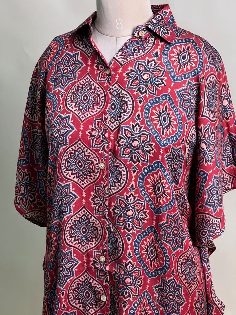 Ajrakh Modal Shirt Kaftans 5015 MAROON 1
