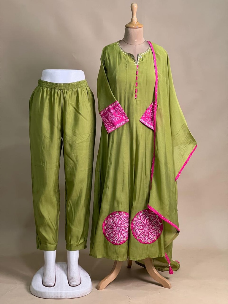 Mul Chanderi Kurti Sets 4250 GREEN