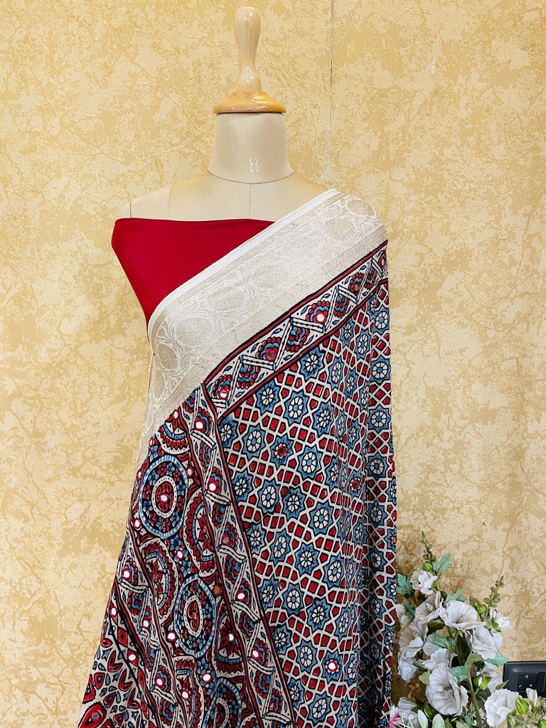 Ajrakh Dola Silk Dupatta 4564