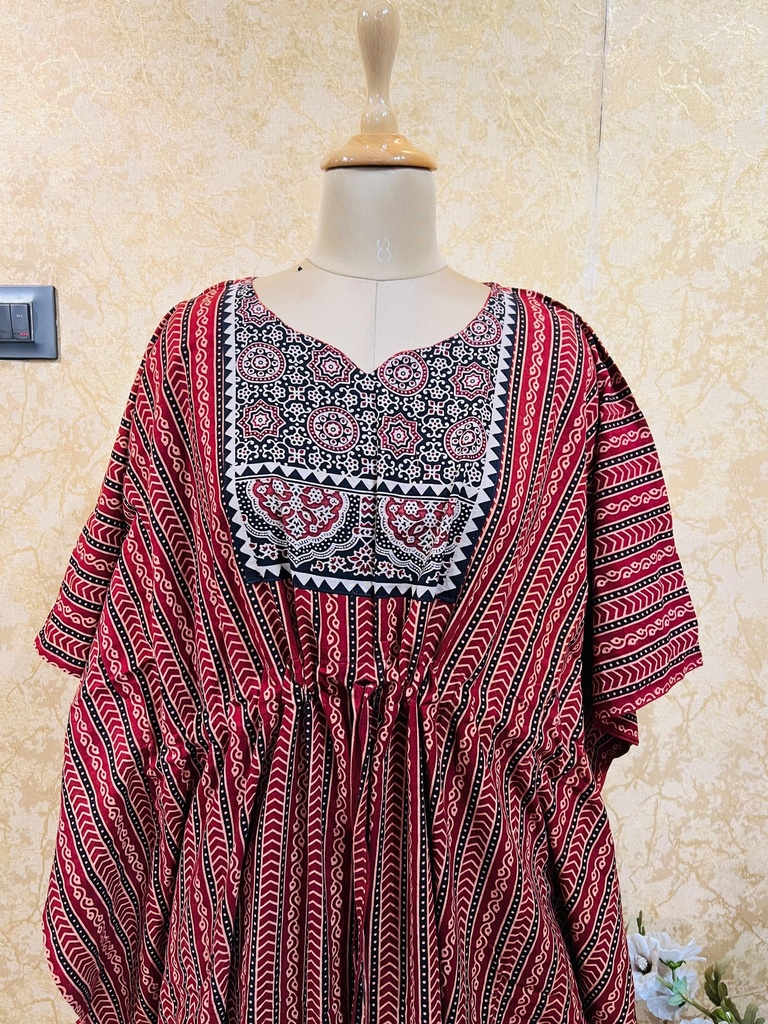 Ajrakh Cotton Long Kaftan 5053