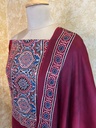 Ajrakh Modal Silk Top and Dupatta Set 5048