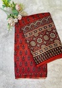 Ajrakh Handblock Printed Mashru Silk Fabric 4215
