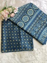 Ajrakh Handblock Printed Mashru Silk Fabric 4215