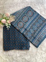 Ajrakh Handblock Printed Mashru Silk Fabric 4215