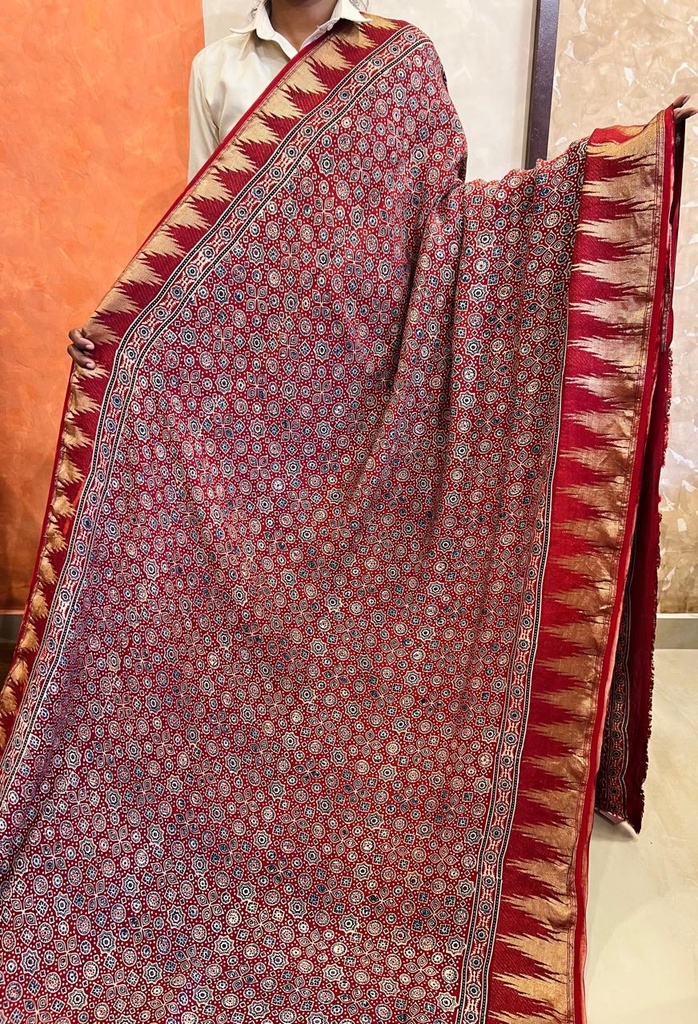 Premium Ajrakh Dolla Silk Saree 5033