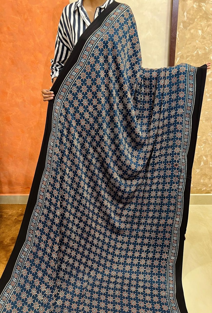 Premium Ajrakh Modal Silk Saree 5033