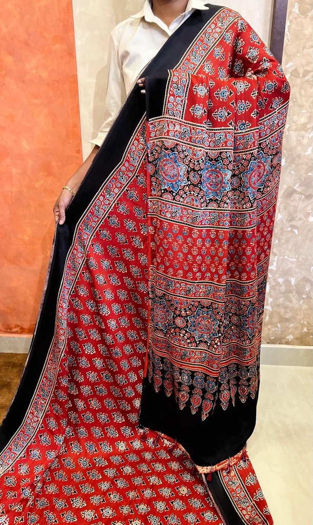 Premium Ajrakh Modal Silk Saree 5033