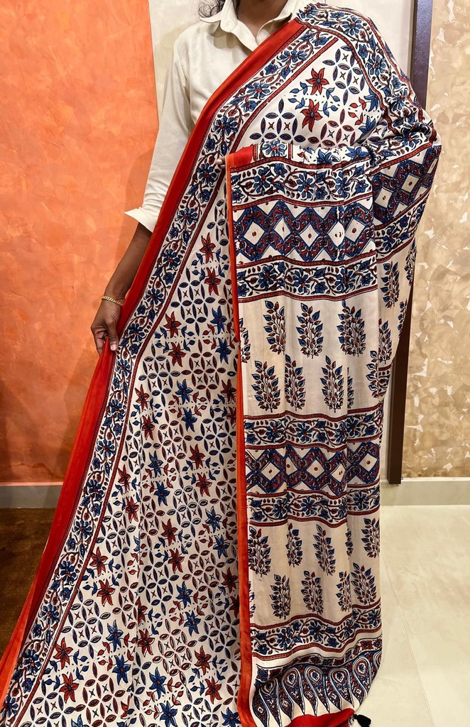 Premium Ajrakh Modal Silk Saree 5033