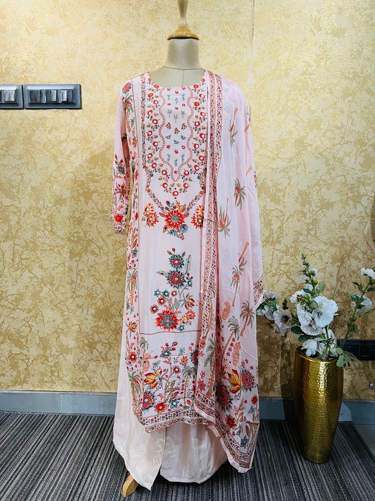 Digital Printed Crepe Silk Kurti Sets 4609