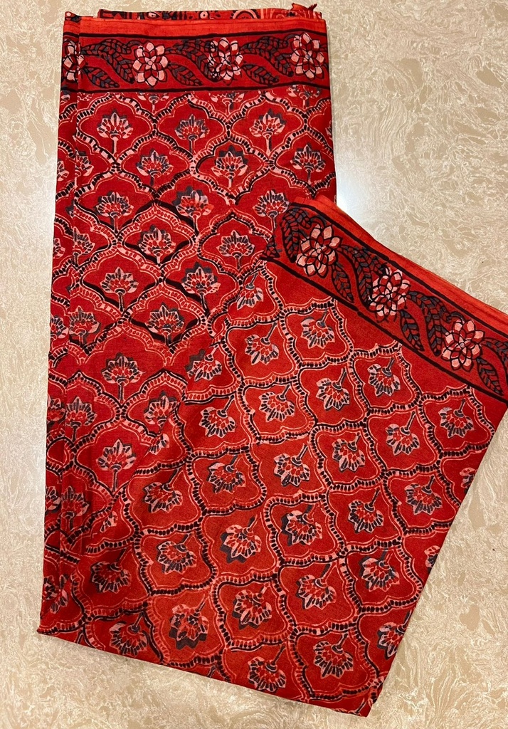 Ajrakh Cotton Sarees 5026