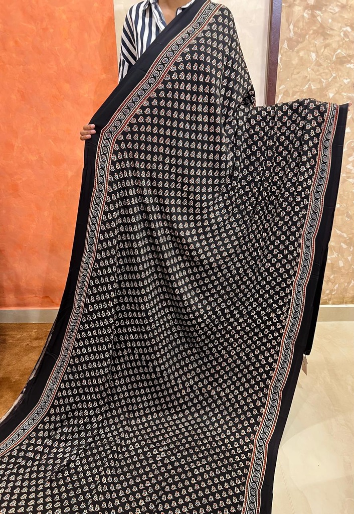 Ajrakh Modal Silk Sarees 4243