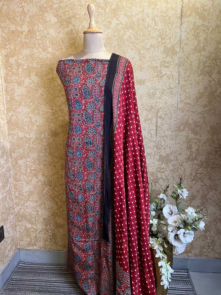 Ajrakh Modal Silk Suits 5048