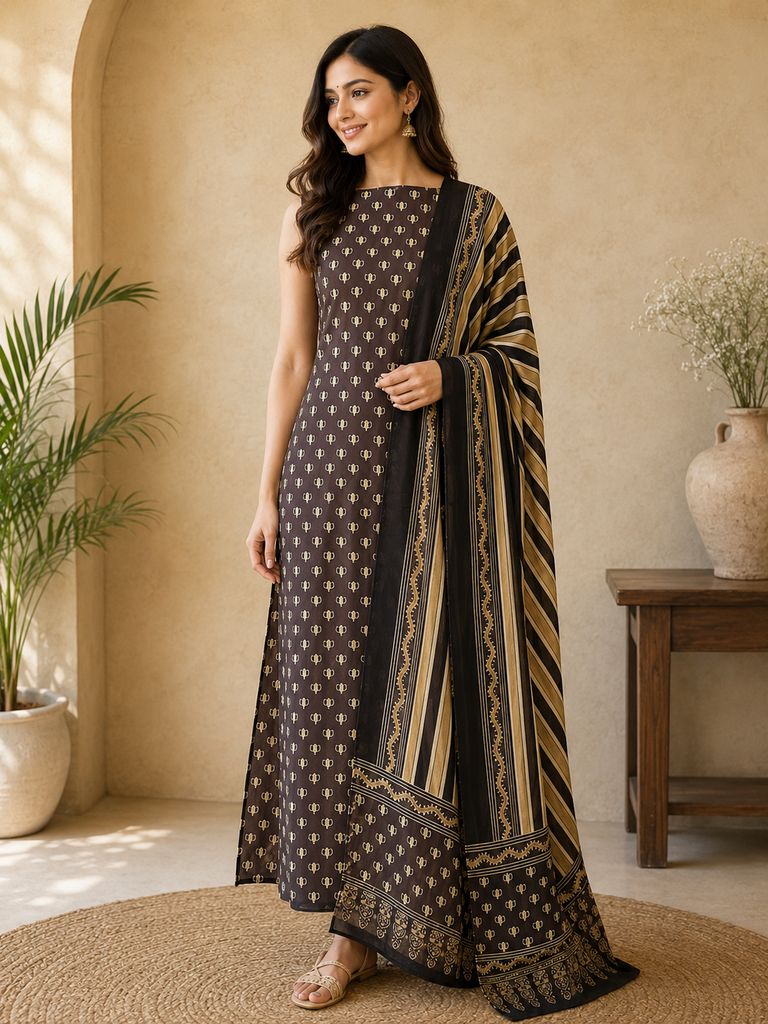Ajrakh Modal Silk Suits 5048