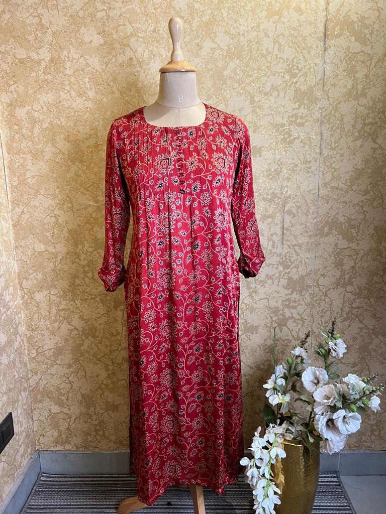 Ajrakh Modal Silk Kurti 5053