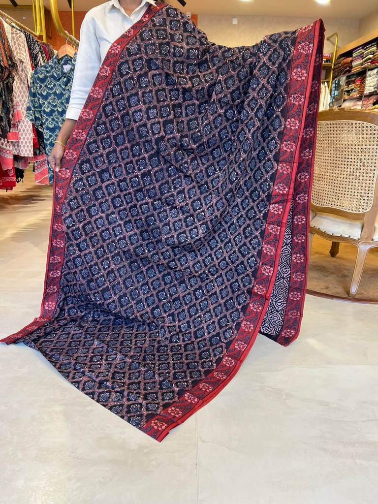 Ajrakh Cotton Sarees 4552