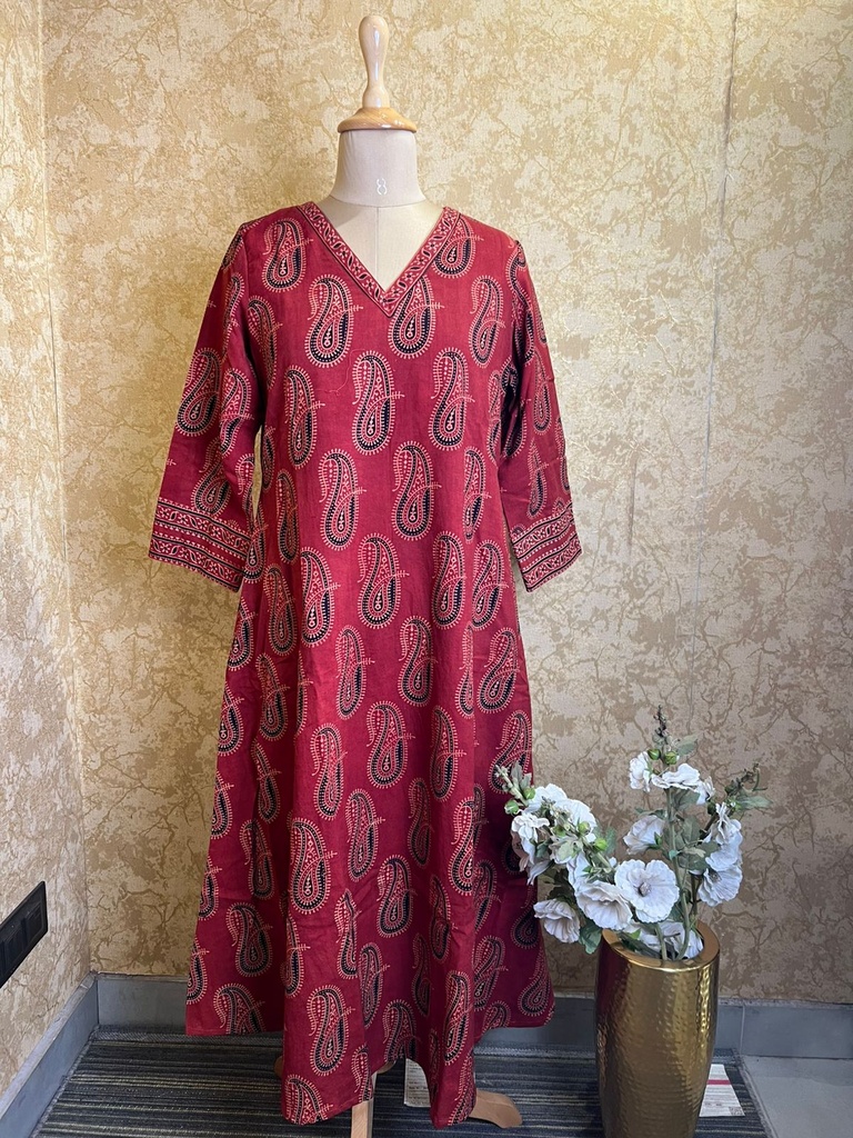 Ajrakh Cotton Aline Kurtis 5055