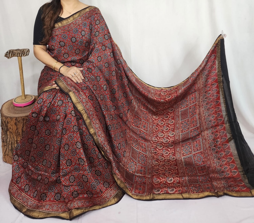 Ajrakh Maheshwari Sarees 4552