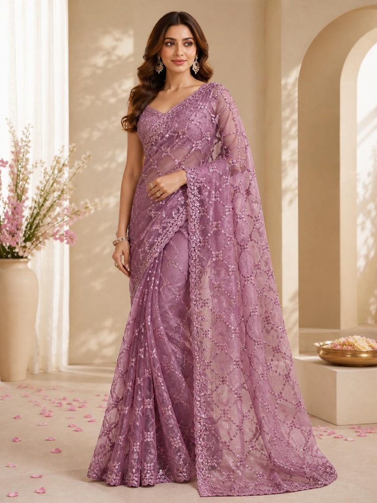 Embroidered Organza Sarees 5018