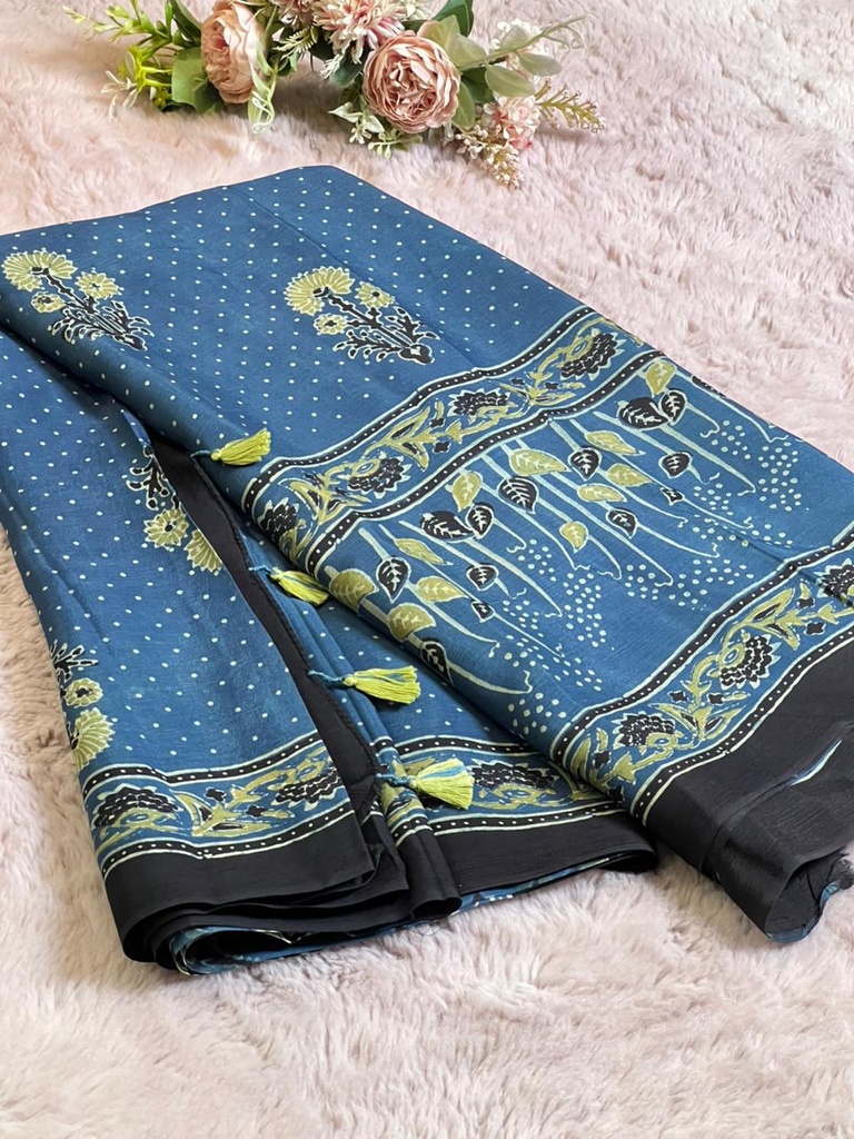 Ajrakh Chinon Sarees 5033
