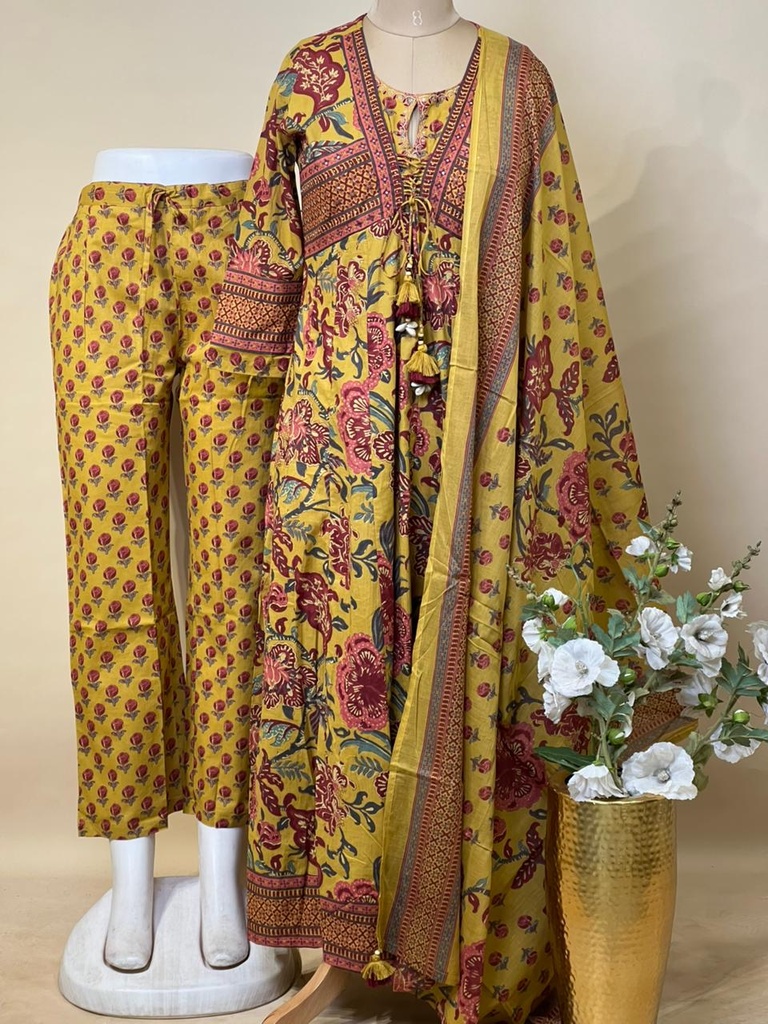  Premium Cotton Anarkali Kurti Set 5043