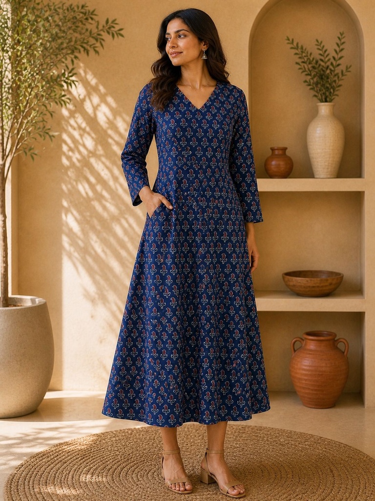 Ajrakh Aline Cotton Kurti 5028