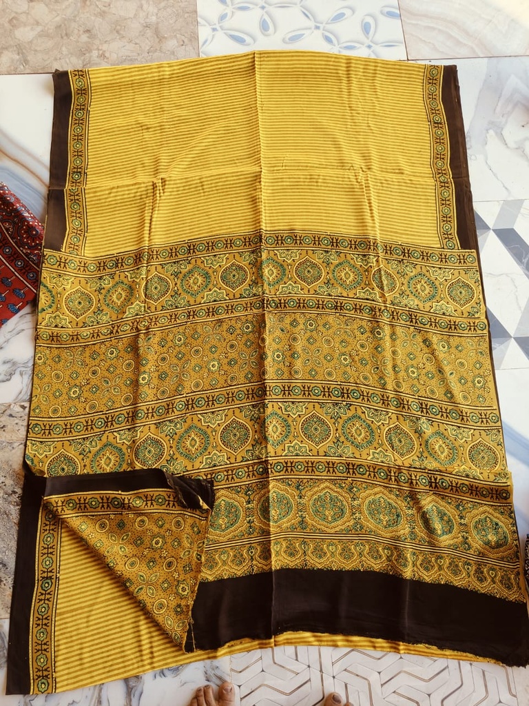 Ajrakh Modal Silk Sarees 4243