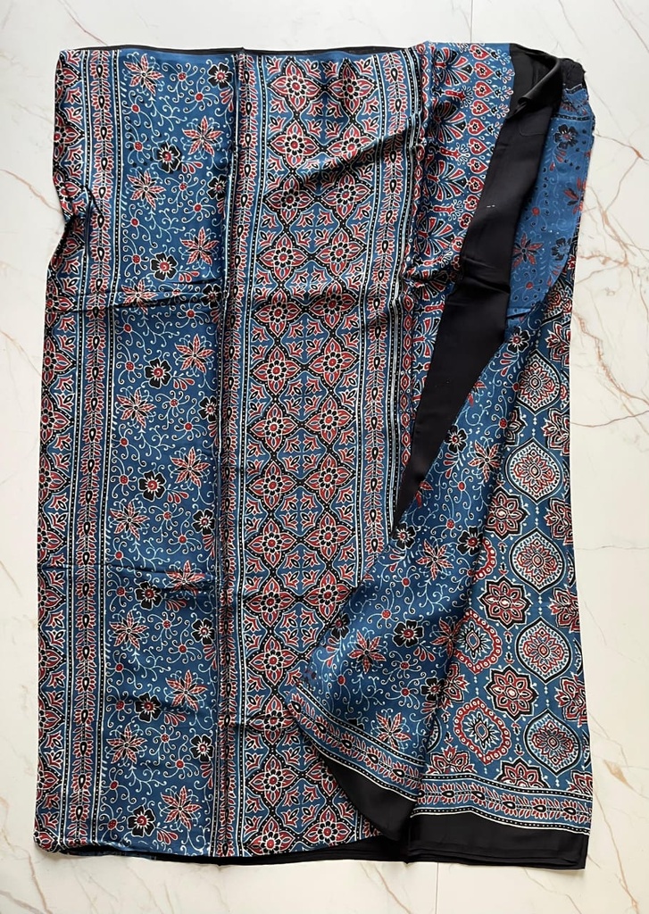 Ajrakh Modal Silk Sarees 4243