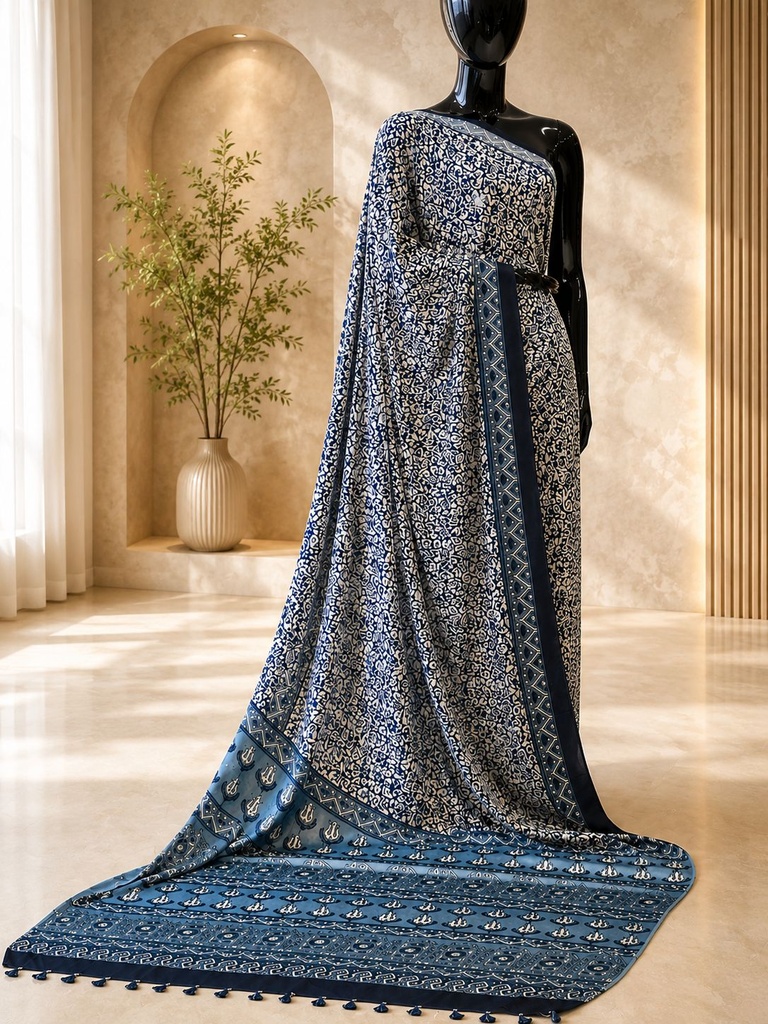 Premium Ajrakh Modal Silk Sarees 4244