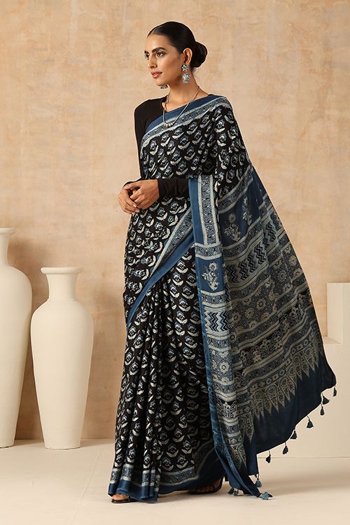 Premium Ajrakh Modal Silk Sarees 5028