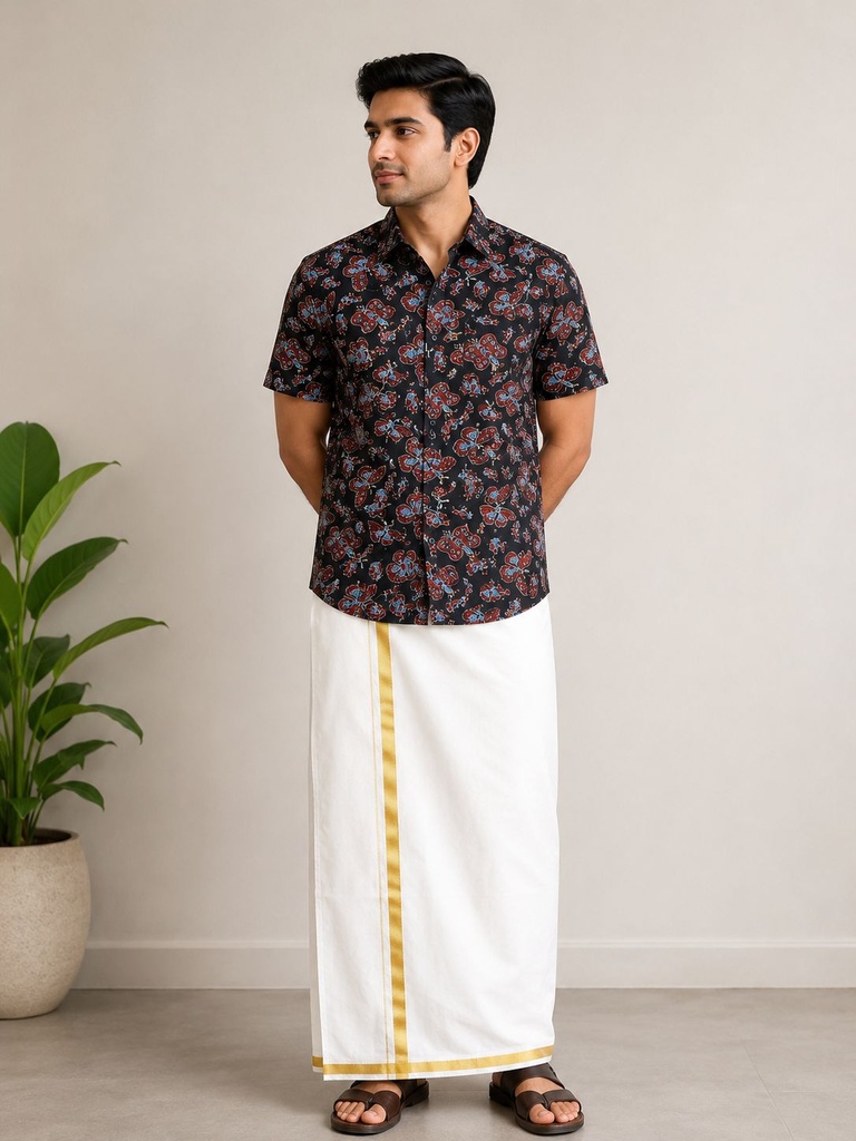 Ajrakh Cotton Mens Shirt 5049