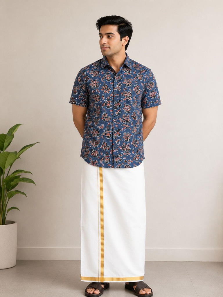 Ajrakh Cotton Mens Shirt 5049
