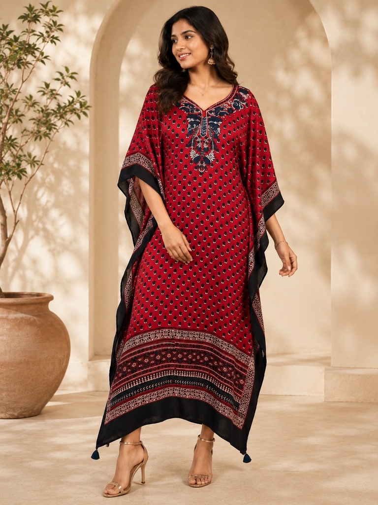 Premium Ajrakh Silk Kaftans 4801
